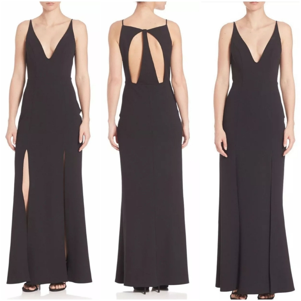 ABS Allen Schwartz Black Crepe Gown L - Picture 12 of 13